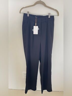 NWT Quince Stretch Crepe Pleated Wide Leg Pants Black size 2